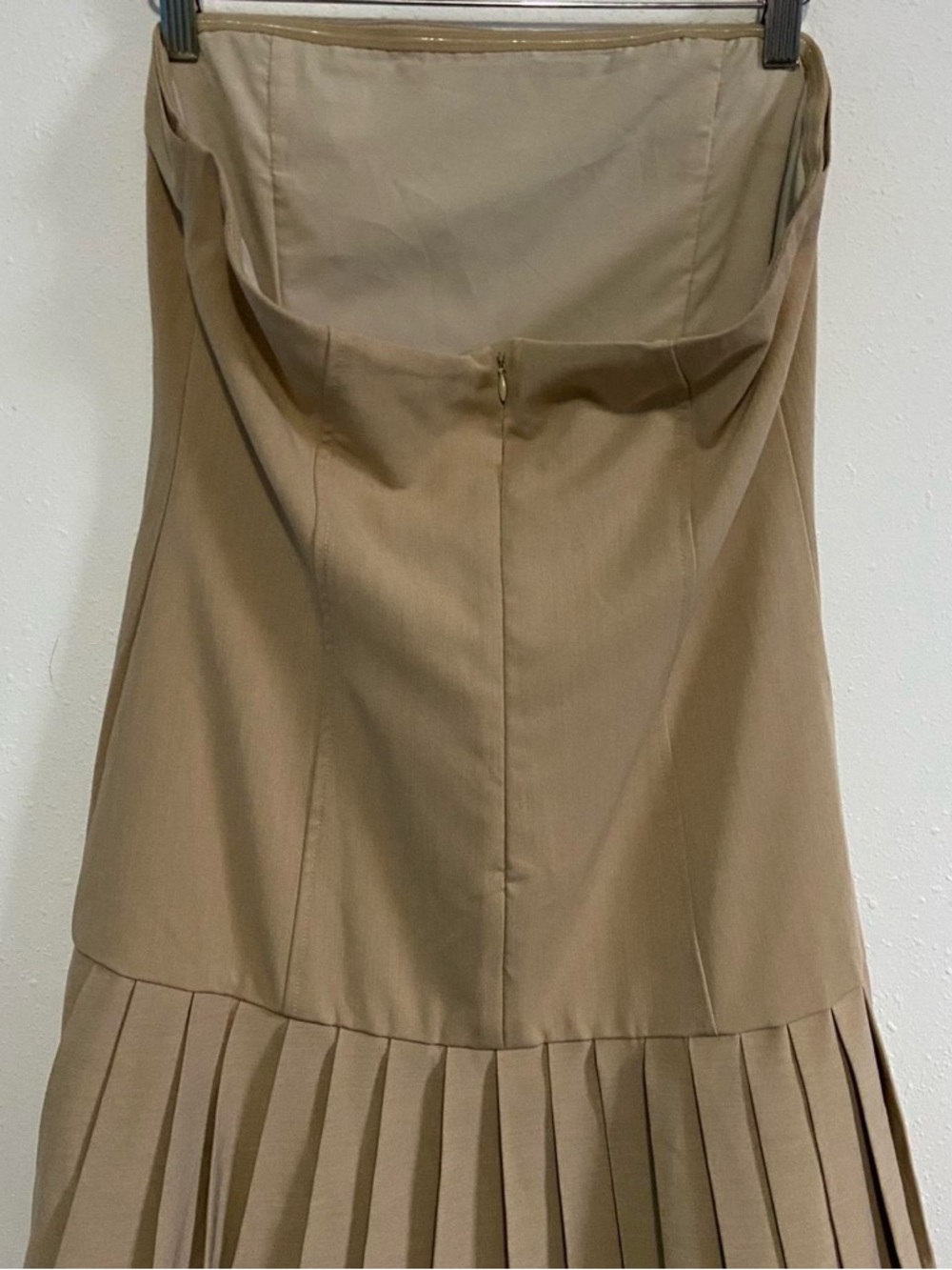 NWT Anthropologie Maeve Strapless Pleated Beige Mini Dress - Picture 5 of 8